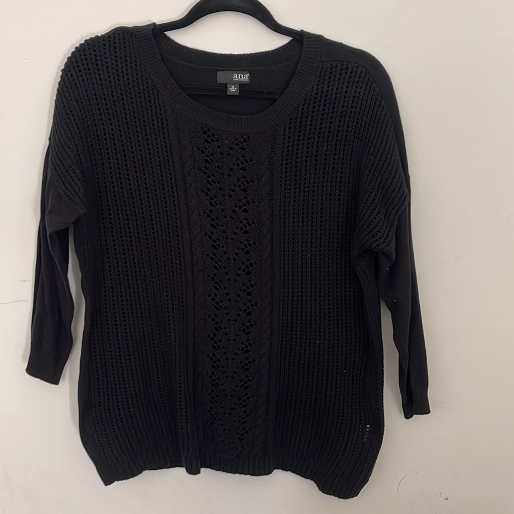 Womens black crochet front sweater - size XL